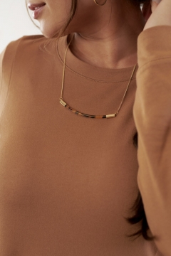 Gold Curved Tortoiseshell Bar Necklace